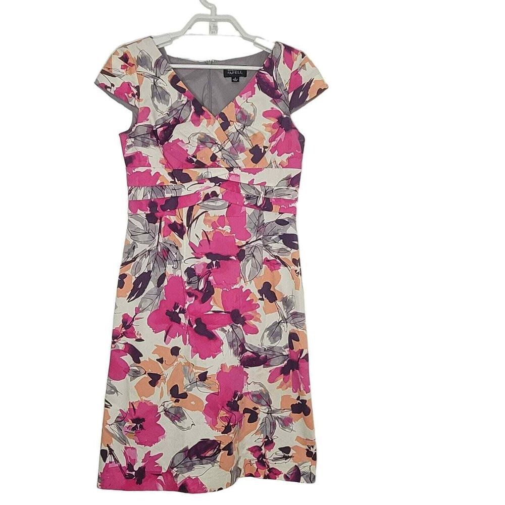 Adrianna Papell Dress Floral Cap Sleeve Wedding Summer Colorful Party 4